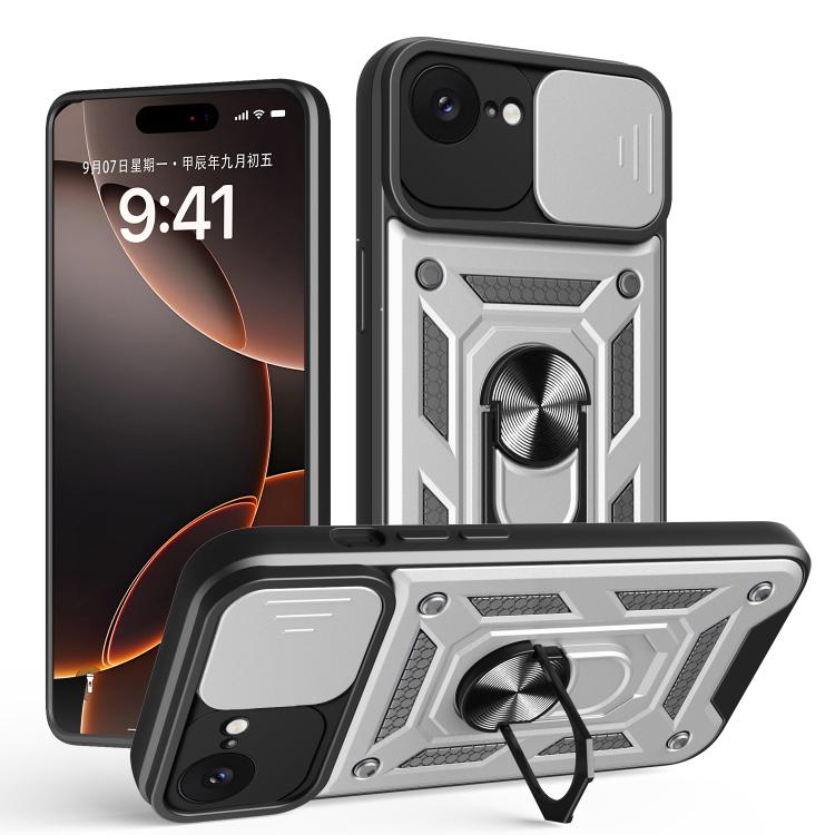 スライディングカメラカバー設計 TPU+PCスマホケース、iPhone 17e / 16e用、iPhone 17 Pro Max用、iPhone 17 Pro用、iPhone 17用、iPhone Air用、iPhone 16 Pro Max用