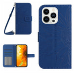 Skin Feel Sun Flower Embossed Flip Leather Phone Case with Lanyard, For iPhone Air, For iPhone 16 Pro Max, For iPhone 16 Pro, For iPhone 16 Plus