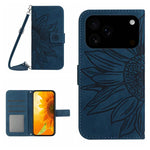 Skin Feel ひまわり型エンボス加工 フリップレザーケース ストラップ付き、iPhone 17e / 16e用、iPhone 17 Pro Max用、iPhone 17 Pro用、iPhone 17用
