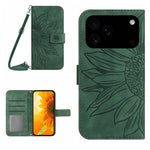 Skin Feel ひまわり型エンボス加工 フリップレザーケース ストラップ付き、iPhone 17e / 16e用、iPhone 17 Pro Max用、iPhone 17 Pro用、iPhone 17用