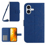Skin Feel ひまわり型エンボス加工 フリップレザーケース ストラップ付き、iPhone 17e / 16e用、iPhone 17 Pro Max用、iPhone 17 Pro用、iPhone 17用