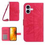 Skin Feel ひまわり型エンボス加工 フリップレザーケース ストラップ付き、iPhone 17e / 16e用、iPhone 17 Pro Max用、iPhone 17 Pro用、iPhone 17用