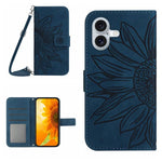 Skin Feel ひまわり型エンボス加工 フリップレザーケース ストラップ付き、iPhone 17e / 16e用、iPhone 17 Pro Max用、iPhone 17 Pro用、iPhone 17用