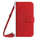 Skin Feel Sun Flower Embossed Flip Leather Phone Case with Lanyard, For iPhone Air, For iPhone 16 Pro Max, For iPhone 16 Pro, For iPhone 16 Plus