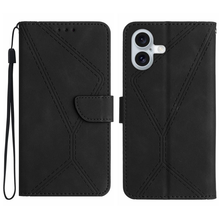 ステッチエンボスレザー製スマホケース、iPhone 17e / 16e用、iPhone 17 Pro Max用、iPhone 17 Pro用、iPhone 17用、iPhone Air用、iPhone 16 Pro Max用、iPhone 16 Pro用、iPhone 16 Plus用