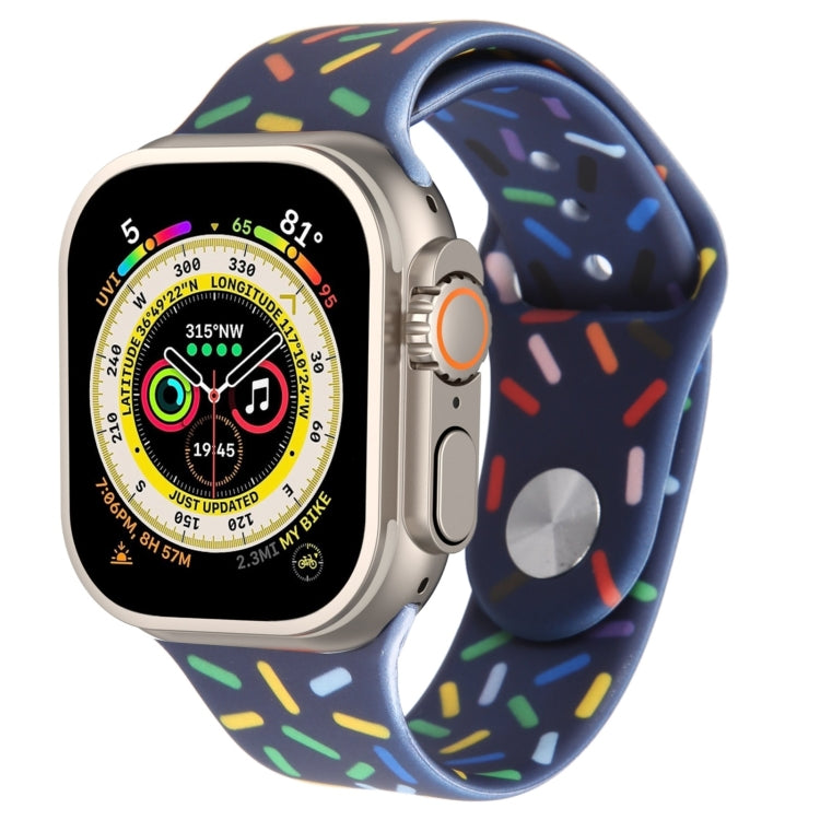 レインボー・レインドロップシリコンウォッチバンド、Apple Watch 8 45mm用、Apple Watch Ultra 2 49mm用、Apple Watch SE 2022 40mm用、Apple Watch 9 45mm用