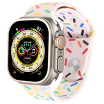 レインボー・レインドロップシリコンウォッチバンド、Apple Watch 8 45mm用、Apple Watch Ultra 2 49mm用、Apple Watch SE 2022 40mm用、Apple Watch 9 45mm用