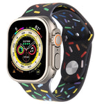 レインボー・レインドロップシリコンウォッチバンド、Apple Watch 8 45mm用、Apple Watch Ultra 2 49mm用、Apple Watch SE 2022 40mm用、Apple Watch 9 45mm用