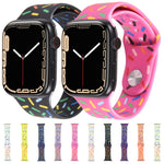 Rainbow Raindrops Silicone Watch Band, For Apple Watch Ultra 49mm, For Apple Watch SE 2023 44mm, For Apple Watch 8 41mm, For Apple Watch SE 2023 40mm