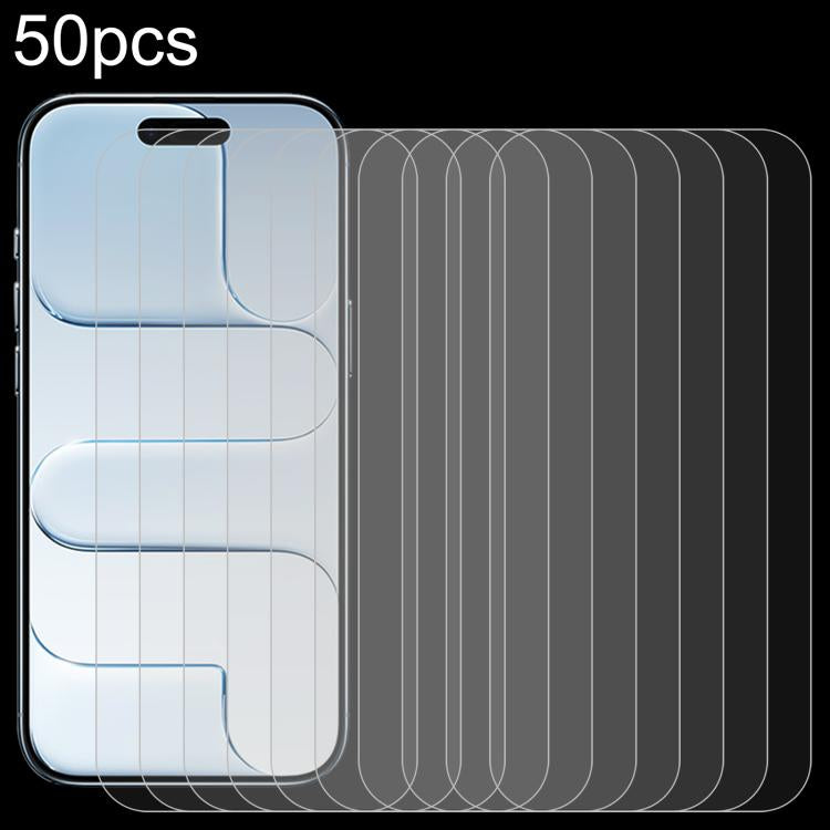 50枚セット 0.26mm 9H 2.5D 高アルミニウム 強化ガラスフィルム、iPhone 17 Pro Max 用、iPhone 17 Pro / 17 用、iPhone Air 用、iPhone 16 Pro Max 用、iPhone 16 Pro 用、iPhone 16 Plus 用、iPhone 16 用、iPhone 15 Plus / 15 Pro Max 用、iPhone 15 / 15 Pro 用