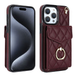 菱形テクスチャーカードバッグスマホケース長いストラップ付き、iPhone 17e / 16e用、iPhone 17 Pro Max用、iPhone 17 Pro用、iPhone 17用、iPhone Air用、iPhone 15 Pro Max用