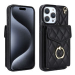 菱形テクスチャーカードバッグスマホケース長いストラップ付き、iPhone 15 Pro用、iPhone 15 Plus用、iPhone 15用、iPhone 14 Plus用、iPhone 14用、iPhone 14 Pro用