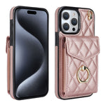 菱形テクスチャーカードバッグスマホケース長いストラップ付き、iPhone 15 Pro用、iPhone 15 Plus用、iPhone 15用、iPhone 14 Plus用、iPhone 14用、iPhone 14 Pro用