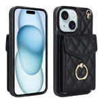 菱形テクスチャーカードバッグスマホケース長いストラップ付き、iPhone 15 Pro用、iPhone 15 Plus用、iPhone 15用、iPhone 14 Plus用、iPhone 14用、iPhone 14 Pro用