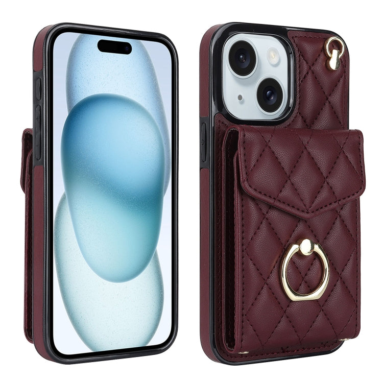 菱形テクスチャーカードバッグスマホケース長いストラップ付き、iPhone 15 Pro用、iPhone 15 Plus用、iPhone 15用、iPhone 14 Plus用、iPhone 14用、iPhone 14 Pro用