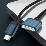 140W Type-C to Magsafe 3 磁気充電ケーブル、シルバー、ブルー