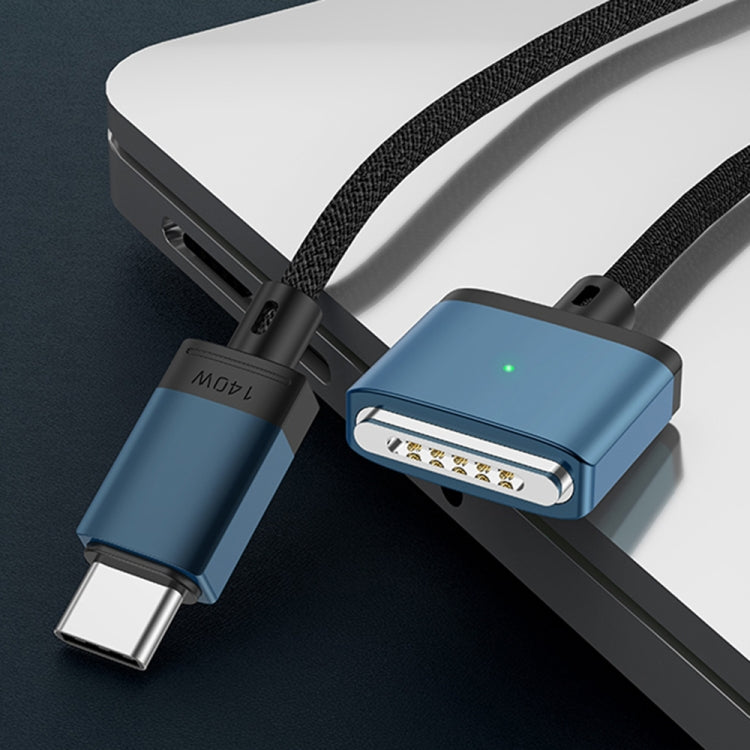 140W Type-C to Magsafe 3 磁気充電ケーブル、シルバー、ブルー