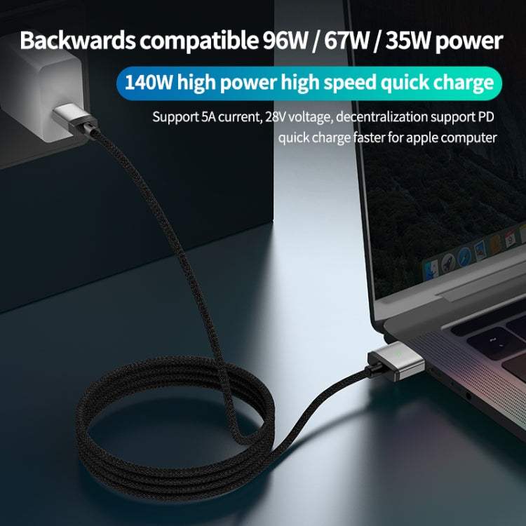 140W Type-C to Magsafe 3 磁気充電ケーブル、シルバー、ブルー