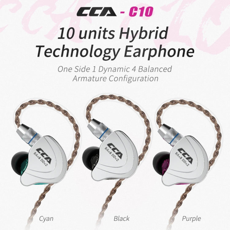 CCA CCA-C10 3.5mm 金メッキプラグ 10ユニット ハイブリッドワイヤーコントロール インイヤーイヤホン、マイクなし