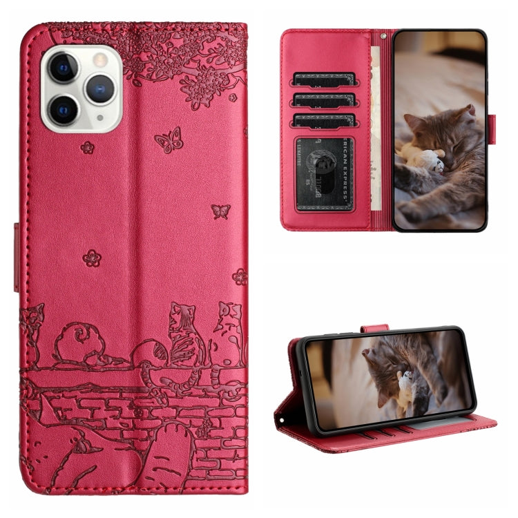 猫の型押しパターンレザーフォンケースストラップ付き、iPhone 11 Pro用、iPhone XS Max用、iPhone X用、iPhone 7 Plus / 8 Plus用