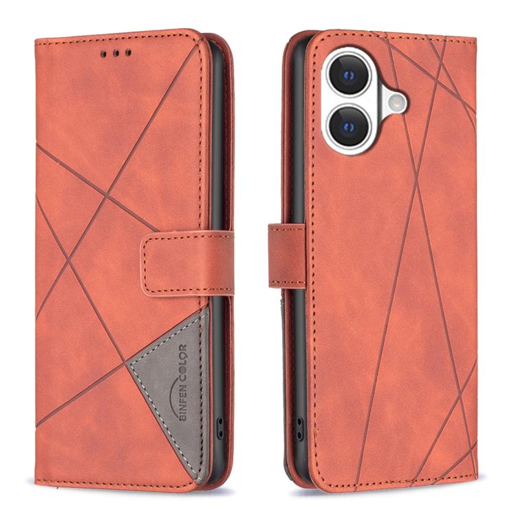 マグネットバックル ひし形テクスチャーレザーフォンケース、iPhone 17 Pro Max用、iPhone 17 Pro用、iPhone 17用、iPhone Air用、iPhone 16 Pro Max用、iPhone 16 Pro用、iPhone 16 Plus用、iPhone 16用