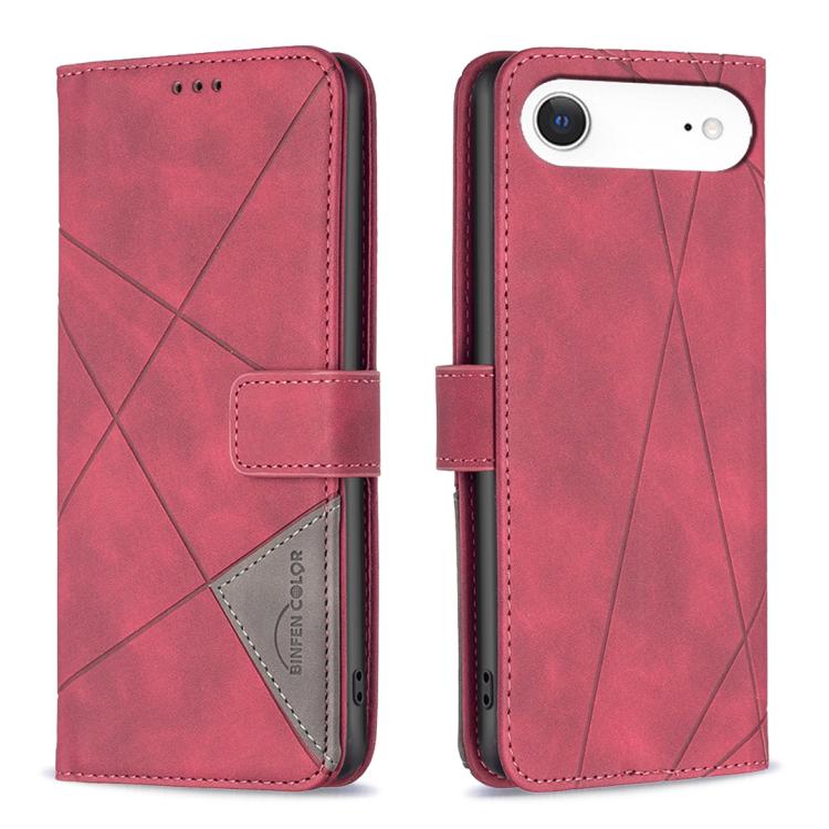 マグネットバックル ひし形テクスチャーレザーフォンケース、iPhone 17 Pro Max用、iPhone 17 Pro用、iPhone 17用、iPhone Air用、iPhone 16 Pro Max用、iPhone 16 Pro用、iPhone 16 Plus用、iPhone 16用