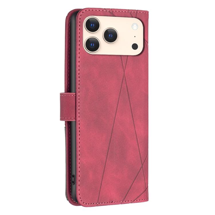 マグネットバックル ひし形テクスチャーレザーフォンケース、iPhone 17 Pro Max用、iPhone 17 Pro用、iPhone 17用、iPhone Air用、iPhone 16 Pro Max用、iPhone 16 Pro用、iPhone 16 Plus用、iPhone 16用