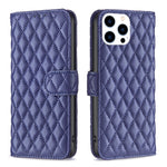 ダイヤモンド格子柄 財布付きフリップレザーフォンケース、iPhone 17e / 16e用、iPhone 17 Pro Max用、iPhone 17 Pro用、iPhone 17用、iPhone Air用、iPhone 16 Pro Max用、iPhone 16 Pro用、iPhone 16 Plus用