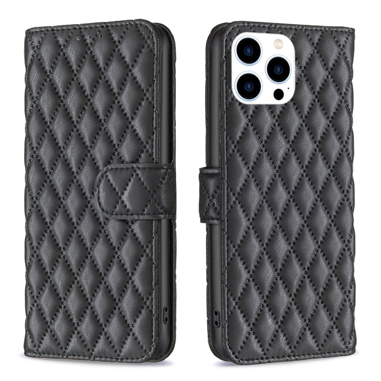 ダイヤモンド格子柄 財布付きフリップレザーフォンケース、iPhone 17e / 16e用、iPhone 17 Pro Max用、iPhone 17 Pro用、iPhone 17用、iPhone Air用、iPhone 16 Pro Max用、iPhone 16 Pro用、iPhone 16 Plus用