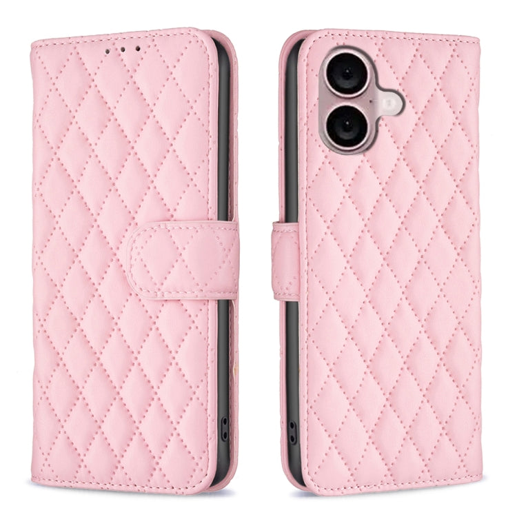 ダイヤモンド格子柄 財布付きフリップレザーフォンケース、iPhone 17e / 16e用、iPhone 17 Pro Max用、iPhone 17 Pro用、iPhone 17用、iPhone Air用、iPhone 16 Pro Max用、iPhone 16 Pro用、iPhone 16 Plus用