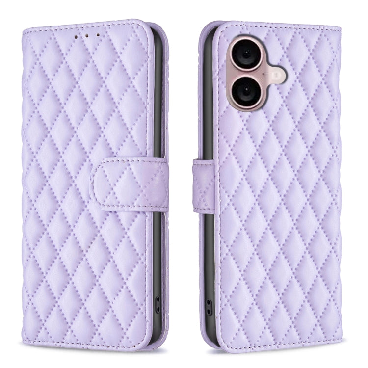 ダイヤモンド格子柄 財布付きフリップレザーフォンケース、iPhone 17e / 16e用、iPhone 17 Pro Max用、iPhone 17 Pro用、iPhone 17用、iPhone Air用、iPhone 16 Pro Max用、iPhone 16 Pro用、iPhone 16 Plus用
