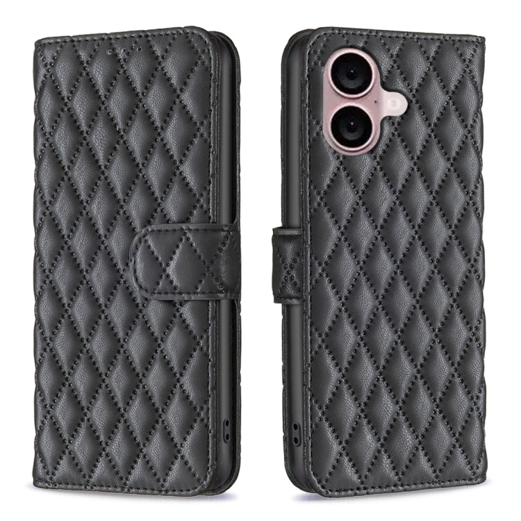 ダイヤモンド格子柄 財布付きフリップレザーフォンケース、iPhone 17e / 16e用、iPhone 17 Pro Max用、iPhone 17 Pro用、iPhone 17用、iPhone Air用、iPhone 16 Pro Max用、iPhone 16 Pro用、iPhone 16 Plus用