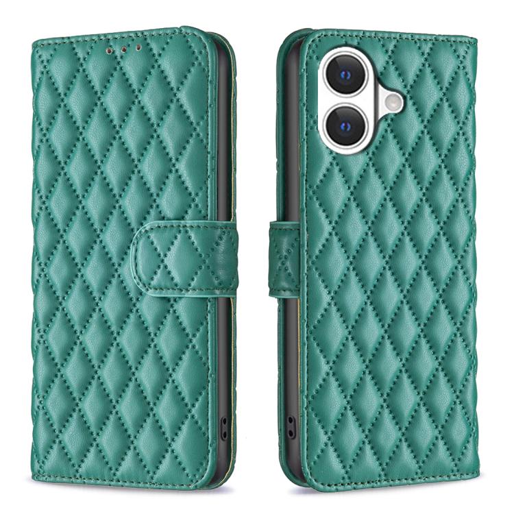 ダイヤモンド格子柄 財布付きフリップレザーフォンケース、iPhone 17e / 16e用、iPhone 17 Pro Max用、iPhone 17 Pro用、iPhone 17用、iPhone Air用、iPhone 16 Pro Max用、iPhone 16 Pro用、iPhone 16 Plus用