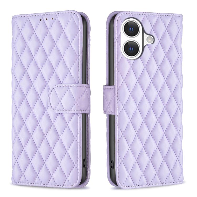 ダイヤモンド格子柄 財布付きフリップレザーフォンケース、iPhone 17e / 16e用、iPhone 17 Pro Max用、iPhone 17 Pro用、iPhone 17用、iPhone Air用、iPhone 16 Pro Max用、iPhone 16 Pro用、iPhone 16 Plus用