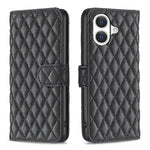 ダイヤモンド格子柄 財布付きフリップレザーフォンケース、iPhone 17e / 16e用、iPhone 17 Pro Max用、iPhone 17 Pro用、iPhone 17用、iPhone Air用、iPhone 16 Pro Max用、iPhone 16 Pro用、iPhone 16 Plus用