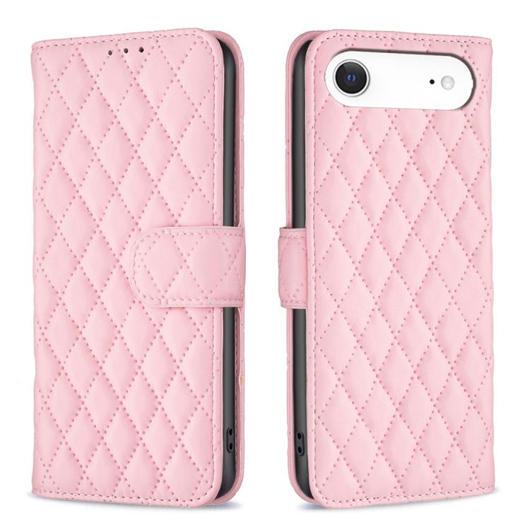 ダイヤモンド格子柄 財布付きフリップレザーフォンケース、iPhone 17e / 16e用、iPhone 17 Pro Max用、iPhone 17 Pro用、iPhone 17用、iPhone Air用、iPhone 16 Pro Max用、iPhone 16 Pro用、iPhone 16 Plus用