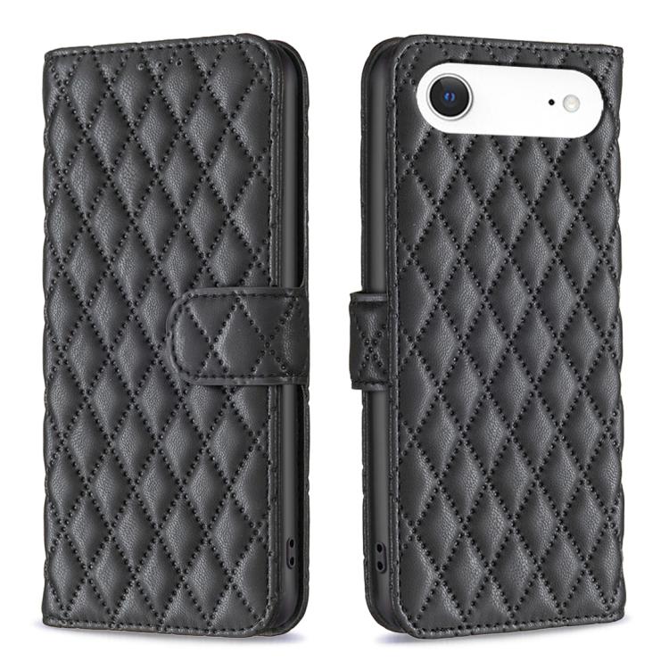 ダイヤモンド格子柄 財布付きフリップレザーフォンケース、iPhone 17e / 16e用、iPhone 17 Pro Max用、iPhone 17 Pro用、iPhone 17用、iPhone Air用、iPhone 16 Pro Max用、iPhone 16 Pro用、iPhone 16 Plus用