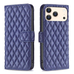 ダイヤモンド格子柄 財布付きフリップレザーフォンケース、iPhone 17e / 16e用、iPhone 17 Pro Max用、iPhone 17 Pro用、iPhone 17用、iPhone Air用、iPhone 16 Pro Max用、iPhone 16 Pro用、iPhone 16 Plus用