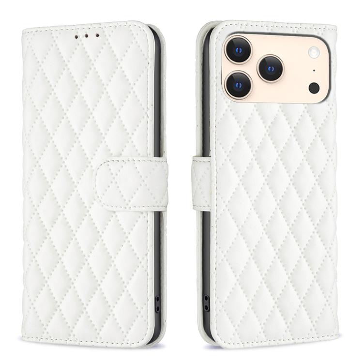 ダイヤモンド格子柄 財布付きフリップレザーフォンケース、iPhone 17e / 16e用、iPhone 17 Pro Max用、iPhone 17 Pro用、iPhone 17用、iPhone Air用、iPhone 16 Pro Max用、iPhone 16 Pro用、iPhone 16 Plus用