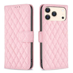 ダイヤモンド格子柄 財布付きフリップレザーフォンケース、iPhone 17e / 16e用、iPhone 17 Pro Max用、iPhone 17 Pro用、iPhone 17用、iPhone Air用、iPhone 16 Pro Max用、iPhone 16 Pro用、iPhone 16 Plus用
