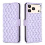 ダイヤモンド格子柄 財布付きフリップレザーフォンケース、iPhone 17e / 16e用、iPhone 17 Pro Max用、iPhone 17 Pro用、iPhone 17用、iPhone Air用、iPhone 16 Pro Max用、iPhone 16 Pro用、iPhone 16 Plus用