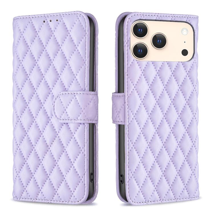 ダイヤモンド格子柄 財布付きフリップレザーフォンケース、iPhone 17e / 16e用、iPhone 17 Pro Max用、iPhone 17 Pro用、iPhone 17用、iPhone Air用、iPhone 16 Pro Max用、iPhone 16 Pro用、iPhone 16 Plus用