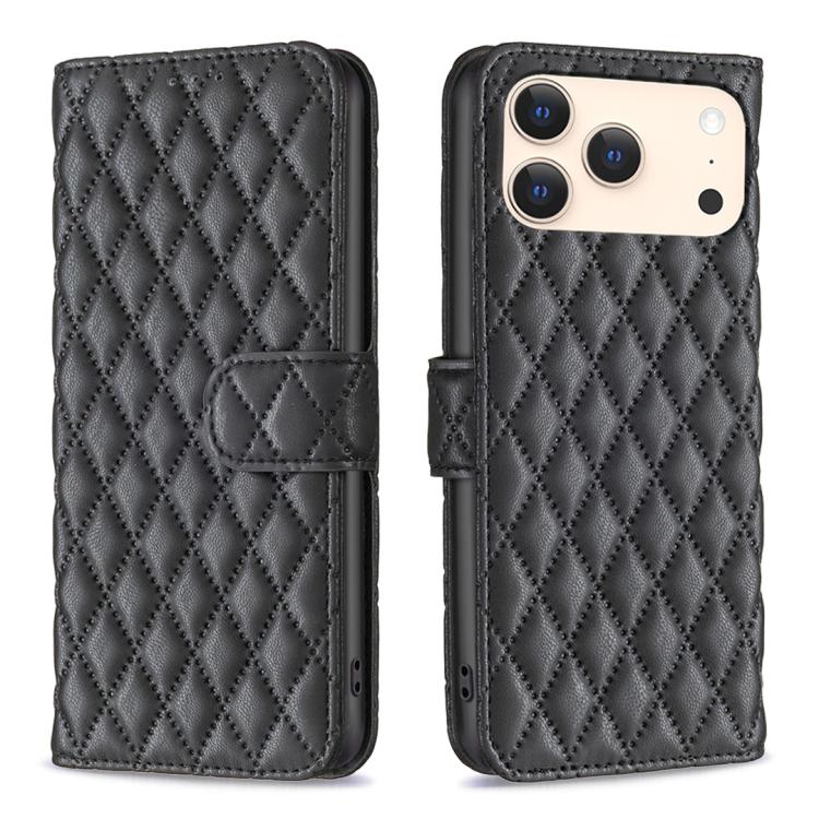 ダイヤモンド格子柄 財布付きフリップレザーフォンケース、iPhone 17e / 16e用、iPhone 17 Pro Max用、iPhone 17 Pro用、iPhone 17用、iPhone Air用、iPhone 16 Pro Max用、iPhone 16 Pro用、iPhone 16 Plus用