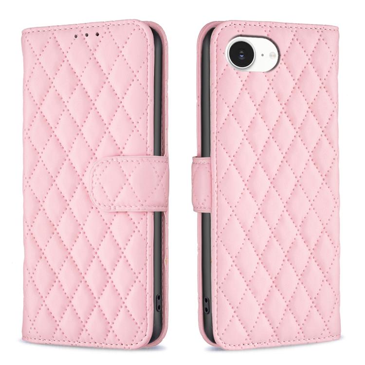 ダイヤモンド格子柄 財布付きフリップレザーフォンケース、iPhone 17e / 16e用、iPhone 17 Pro Max用、iPhone 17 Pro用、iPhone 17用、iPhone Air用、iPhone 16 Pro Max用、iPhone 16 Pro用、iPhone 16 Plus用