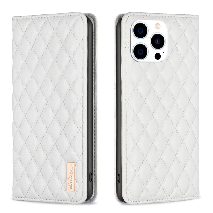 ダイヤモンド格子柄 マグネットレザーフリップフォンケース、iPhone 17 Pro Max用、iPhone 17 Pro用、iPhone 17用、iPhone Air用、iPhone 16 Pro Max用、iPhone 16 Pro用、iPhone 16 Plus用、iPhone 16用