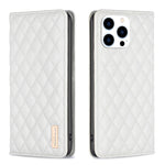 ダイヤモンド格子柄 マグネットレザーフリップフォンケース、iPhone 17 Pro Max用、iPhone 17 Pro用、iPhone 17用、iPhone Air用、iPhone 16 Pro Max用、iPhone 16 Pro用、iPhone 16 Plus用、iPhone 16用