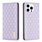 ダイヤモンド格子柄 マグネットレザーフリップフォンケース、iPhone 17 Pro Max用、iPhone 17 Pro用、iPhone 17用、iPhone Air用、iPhone 16 Pro Max用、iPhone 16 Pro用、iPhone 16 Plus用、iPhone 16用