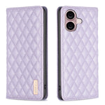 ダイヤモンド格子柄 マグネットレザーフリップフォンケース、iPhone 17 Pro Max用、iPhone 17 Pro用、iPhone 17用、iPhone Air用、iPhone 16 Pro Max用、iPhone 16 Pro用、iPhone 16 Plus用、iPhone 16用