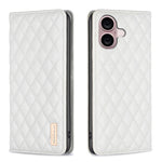 ダイヤモンド格子柄 マグネットレザーフリップフォンケース、iPhone 17 Pro Max用、iPhone 17 Pro用、iPhone 17用、iPhone Air用、iPhone 16 Pro Max用、iPhone 16 Pro用、iPhone 16 Plus用、iPhone 16用