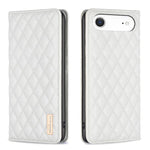 ダイヤモンド格子柄 マグネットレザーフリップフォンケース、iPhone 17 Pro Max用、iPhone 17 Pro用、iPhone 17用、iPhone Air用、iPhone 16 Pro Max用、iPhone 16 Pro用、iPhone 16 Plus用、iPhone 16用